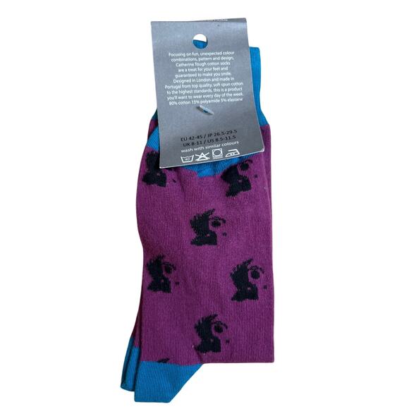 NWT Catherine Tough Purple Dog Socks 8.5/11.5 - Picture 2 of 5